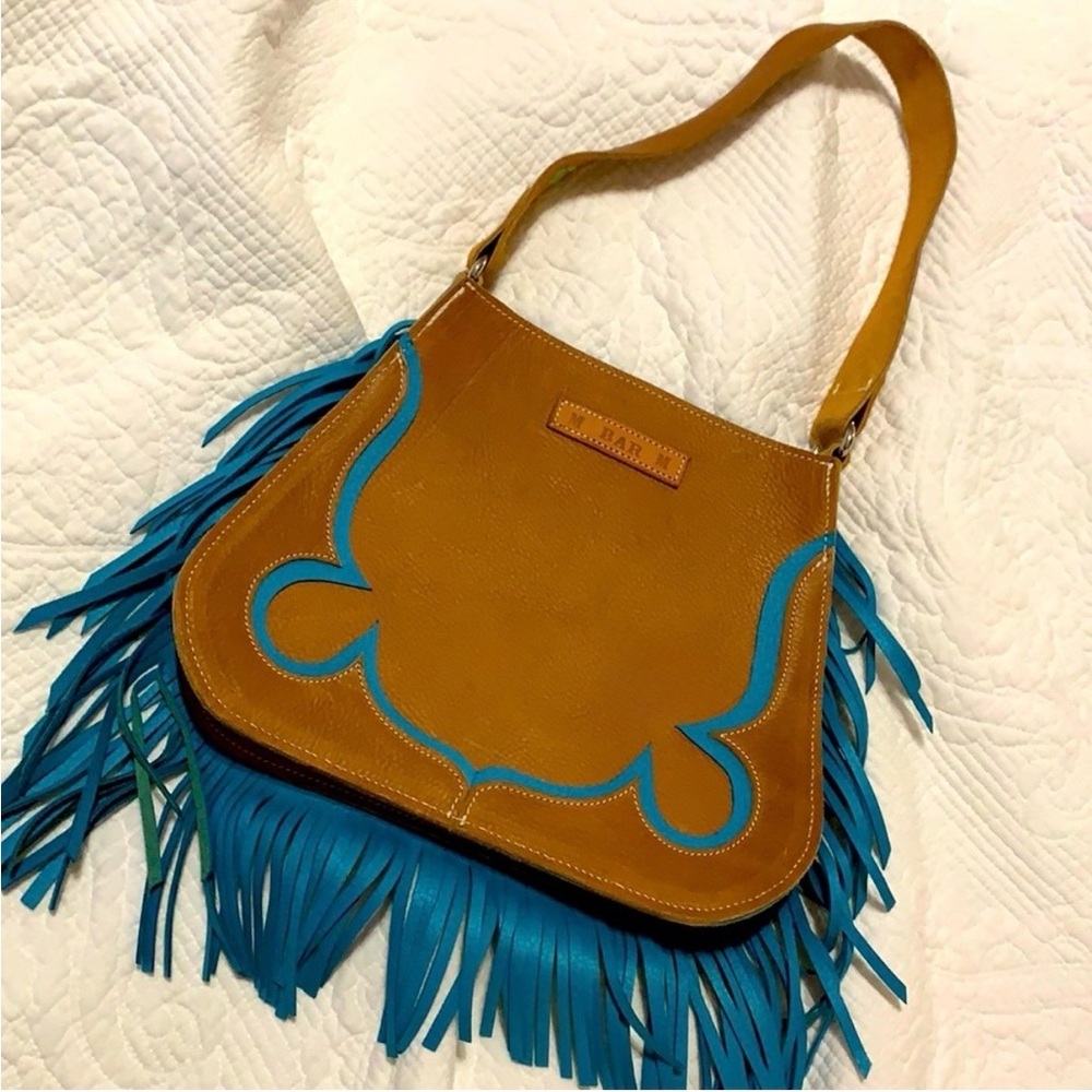 Turquoise Western fringed purse